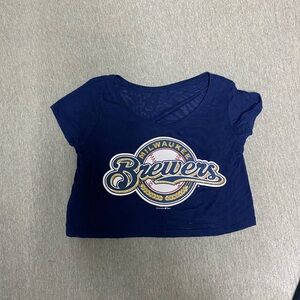 Milwaukee Brewers retired Logo Burn Out Crop Top